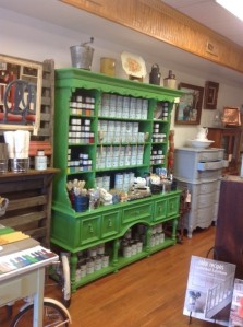 Our Chalk Paint® display looking pretty painted in Antibes Green.